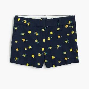 NWT J. Crew Navy Lemon-Print 5” Classic Chino Shorts Sz 8